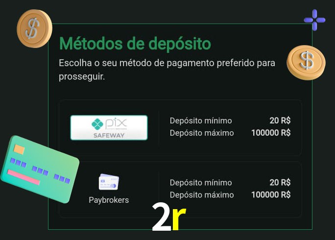 O cassino 2r oferece uma grande variedade de métodos de pagamento